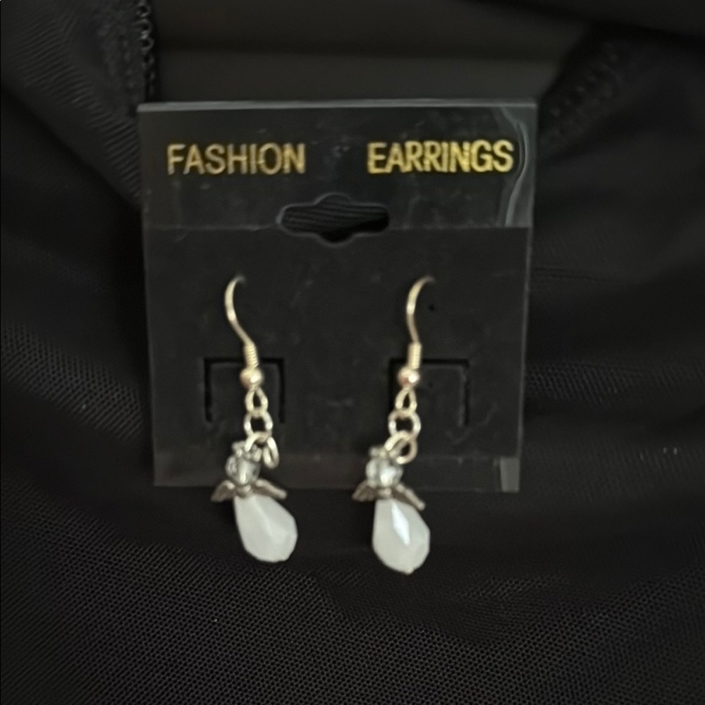 Elegant Silver and White Drop Earrings
